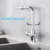 Robinets de cuisine Chrome robinet d'eau Pure 360 rotation multifonction filtre purification grue double poignées mitigeurs froids 231030