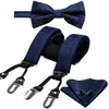 Neck Tie Set Suspender for Men Solid Red Silk Bowtie Set Cufflinks Elastic Wedding Suspender 6 Clips Bow Tie for Christmas Party Barry.Wang 231031