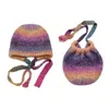 耳のフラップの耳を持つカラフルなビーニーhat y2kゴシック様式の手作りのかぎ針編みの女性のティーンガールズウィンタードロップ