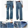 Denim Lowewe Lowe Loewees loeeewe Brand Designer Womens Jeans Anlände fat hög midja Street ihåliga byxor lapp broderi dekoration avslappnad blå rak w 6iab