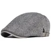 Baretten Big Size Sboy Cap Heren Winter Wol Dikke Warme Vintage Visgraat Casual Gestreepte Baretten Gatsby Platte Hoed Pet Verstelbaar 231030