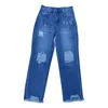 Jeans femininos calças compridas denim calça mulheres gradiente cor slim fit rasgado plus size calças diárias vida japonesa