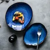 Plates Kinglang Nordic Ceramic Dish Plate Hushållen Oregelbunden sallad Platter Middagsfabrik Partihandel