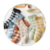 Frauen Socken Herbst Karierten Retro Vintage Baumwolle Crew Komfortable Farbe Mode Socke Elastische Plaid Kurze Frau Sox