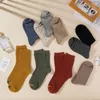 Kadın SOCKS 1 Çifti Sonbahar ve Kış Kadınlar Klasik Pamuk Moda Kontrast Renk Tasarım Harajuku Stil Spor Kaykay