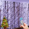 Strings Curtain Garland Led String Lights Festival Christmas Decoration 8 Mode Usb Remote Control Holiday Light For Bedroom Home Outdoor