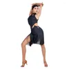 ステージウェア2023女性ラテンダンススリップドレスブラックフリンジラテン系パフォーマンスダンスウェアチャンバルンバコスチュームDL339
