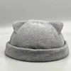 Berets vintage kopule kapelusz męskie kobiety Brimless czaszki czaszki kot Cat Uszy Bawełniane czapki dla mężczyzn Docker Sailor Hat Hap Casual Hip Hop Cap 231031