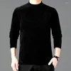 Men's Sweaters Men's 2023 Autumn And Winter Solid Knitted Shirt Half High Neck Micro Elastic Soft Skincare Sweater Casual Warm Fit