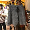 Женские шорты Pantalones Cortos De Mujer Корейские весенние однотонные вязаные брюки с высокой талией на шнуровке в ромбовидную клетку Широкие серые штаны