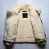 Veste en cuir de mouton en laine blanche Vêtements pour hommes Vestes d'hiver à la mode Manteau de fourrure chez Qasaabco