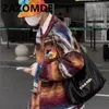 Женские куртки ZAZOMDE, зимний красочный кардиган, свитер в полоску, радужное вязаное пальто на пуговицах, модные контрастные цвета, топы для пар Y2K 231031