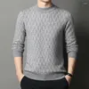 Herrtröjor varumärke kläder män vinter koreansk stil mönster män varm tröja o-hals hösten botten ull tröjor