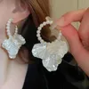 Boucles d'oreilles pendantes pour femmes, longue coquille, pompon, fausse perle, Zircon, strass, pétale de fleur, goutte, bijoux féeriques de mariage