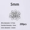 200pcs / lot 4 5 6 8 10 mm en acier inoxydable saut saut anneaux fendus connecteur pour la fabrication de bijoux accessoires