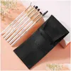 Andra massageföremål Makeup Brushes Beili 6 PCS White Set Eyebrow Professional Blending Shader Lip Liner Eye Brush och Cosmetic Bag F Dhkyq