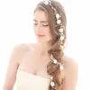 Wedding Bridal Flower Long Hair Chain Band Headband Crystal Rhinestone Crown Tiara Headpiece Jewelry Pearl Headdress Princess Quee199p
