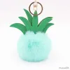 Mobile Phone Chain Fashion New Pineapple Leaf Hairball Keychain Pendant Leather Fruit Pineapple Hairball Bag Car Pendant R231031