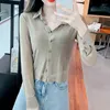 Damesblouses Dames Mode Casual Doorzichtige chiffon shirts Blouse Dames Tops Vrouw Overhemd met knopen Vrouwelijke meisjes Lange mouw Py8128