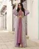 Ropa étnica Oriente Medio Mujeres musulmanas Robe Vestido de dos piezas Mangas largas Cardigan Dubai Árabe Abaya Vestidos con cinturón Imagen real