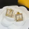 2023 Luxe Master Diamond Studs 14 K Wit Goud Ontwerp Dames Oorbellen Letter F Oorbellen Charm Gift147