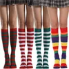 Vrouwen Sokken Gestreept Knie Hoge Dij Mode Regenboog Lange Winter Gebreide Warme Cosplay Party Elf Kostuums Decor