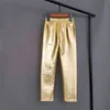 Leggings tights Gold Silver Kids Pants Girls Spring Autumn Children Elastic Faux Leather Skinny Pencil Girl 231030