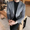 Ternos masculinos homem fino ajuste xadrez escritório blazer masculino moda terno jaquetas vestido de casamento casacos casual negócios homem jaqueta social