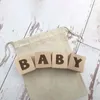 Décoration de fête 4 pièces 5cm blocs en bois pour bébé annonce de grossesse accessoires Po personnalisé en bois cadeau personnalisé décor de pépinière