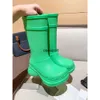 Designer Boots Womens Long Boots Classic Round Head Luxury Rubber Boots High Barrel Rainshoes Thick Sole Boots