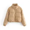 Damen Trenchcoats Winter Stehkragen PU Jacke Mantel Mode europäisch amerikanisch lässig einfache kurze Baumwolle gefütterte Parkas