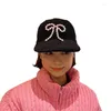 Boll Caps Women Pearl Bowknot Baseball Cap Teens Girl Corduroy Walking Shopping Hat