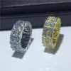 Sparkling Male Hiphop Ring Gold Filled 925 Silver 4mm 5A CZ Stone Party Wedding Band Rings for Men Rock Jewelry Gift2998