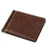 Wallets Genuine Leather Men's Vintage Money Clip Male Bifold Purse Simple Billfold Wallet Men Clamp Slim Cash Card HolderWalle2316