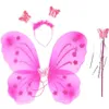 قبعات القبعات الأطفال Butterfly Beadband Wings Wand 3 PCS مجموعة الفتيات صيفًا ص.