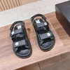 Designer Luxury Genuine Leather Sandals Small Fragrant Wind Summer Sandals Womens Flat Bottom 2023 New Thick Sole Premium Roman Shoes Size