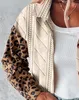 Women's Jackets 2023 Selling Leisure Fashion Color Block Leopard Wheat Texture Shacket