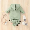 Rompers urodzone ubrania dla niemowląt Solidny kolor z kapturem sklepika na skok budynków dla dziewcząt kostium dinozaurów 231031