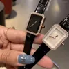 Wristwatches Lady Watch Medieval Black Gold Bracelet Belt Women's Diamond Square Two Pin Quartz Movement Premium Edition