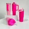 USA Warehouse stor kapacitet rostfritt stål pulverbelagd lasergrave etsflamingo camelia barbie het rosa flip halm h2.0 40oz släckare tumbler vattenflaska