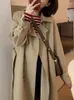 Damen Trenchcoats Vintage Mantel Frauen Herbst Casual Langarm Revers Windjacke Büro Damen Koreanische Mode Zweireihige Oberbekleidung