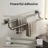 Towel Racks Holder Wall Mounted No Drilling Bar Space Aluminum Bathroom Organizers Shelves Shower Storage Rack 231031