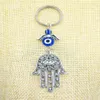 Gioielli di moda Blu Malocchio Fortunato Fatima Hamsa Mano Turca Malocchio Fascino Protezione Gancio Cristalli Auto Feng Shui Portachiavi-1261c