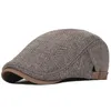 Baretten Big Size Sboy Cap Heren Winter Wol Dikke Warme Vintage Visgraat Casual Gestreepte Baretten Gatsby Platte Hoed Pet Verstelbaar 231030