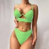 Traje de baño para mujer Bandeau traje de baño para mujer Push Up Textured Sexy Bikini 2023 Traje de baño sólido Brazlian Beach Wear Biquini Mujer