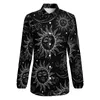 Camicette da donna Camicetta allentata Sun Moon Stars Retro Celestial Streetwear Camicie estetiche a maniche lunghe oversize da donna Top stampato estivo