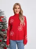 Swetry kobiet Wsevypo Snowflake Jacquard Christmas z długim rękawem Turtleeck Knit Pullover Fall Winter Lose Skoczki