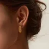 Multi-Layer Real Gold Plated 18k Titanium Steel Earrings Women's rostfritt stål Geometriska ovala studörhängen Kvinna