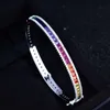 Bangle WPB Luxury Rainbow Cyrron Bolek Kolorowy kwadratowy diament Banles żeńska platforma platforma grzywna biżuteria jasna dziewczyna prezent 231031