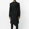 Erkek Yün Karışımları Ceket Uzun Düzensiz Çift Kelime Kişiselleştirilmiş İnce Uygun Siyah Basit Boş Zaman Moda Büyük Boyut Bahar 231031